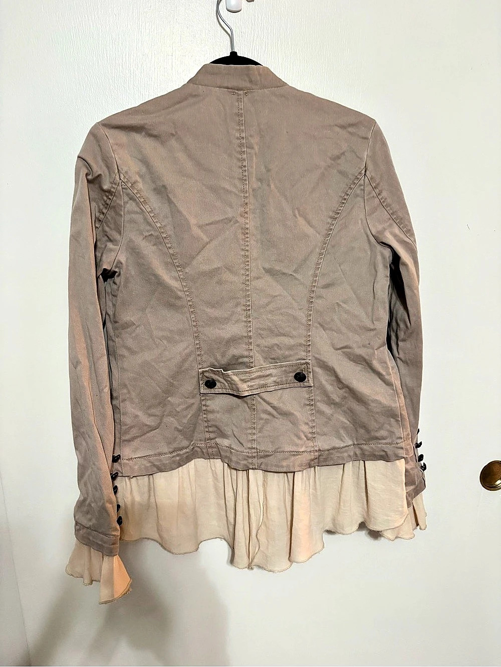 Free People Ruffle Romance Jacket Ruffle Utility Jacket Beige Small/romantic - Picture 4 of 9